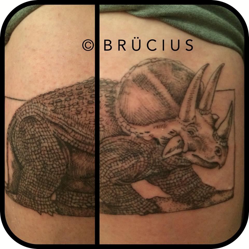 Black Ink Rhinoceros Tattoo Design By Brucius