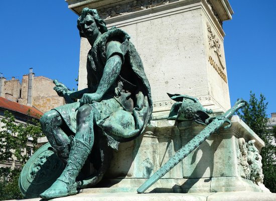 Closeup Of Statue At Arany Monument In Front Of Hungarian National Museum