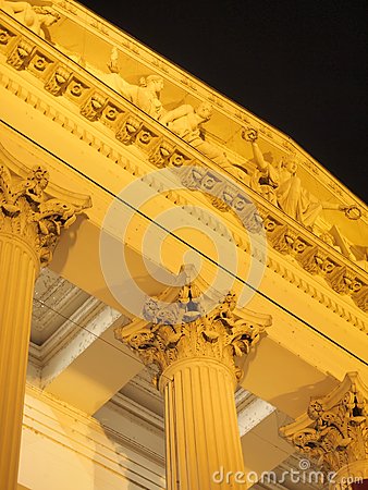 Columns On The Front Facade Of The Hungarian National Museum Night Picture