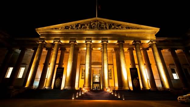 Front Facade Of The Hungarian National Museum At Night