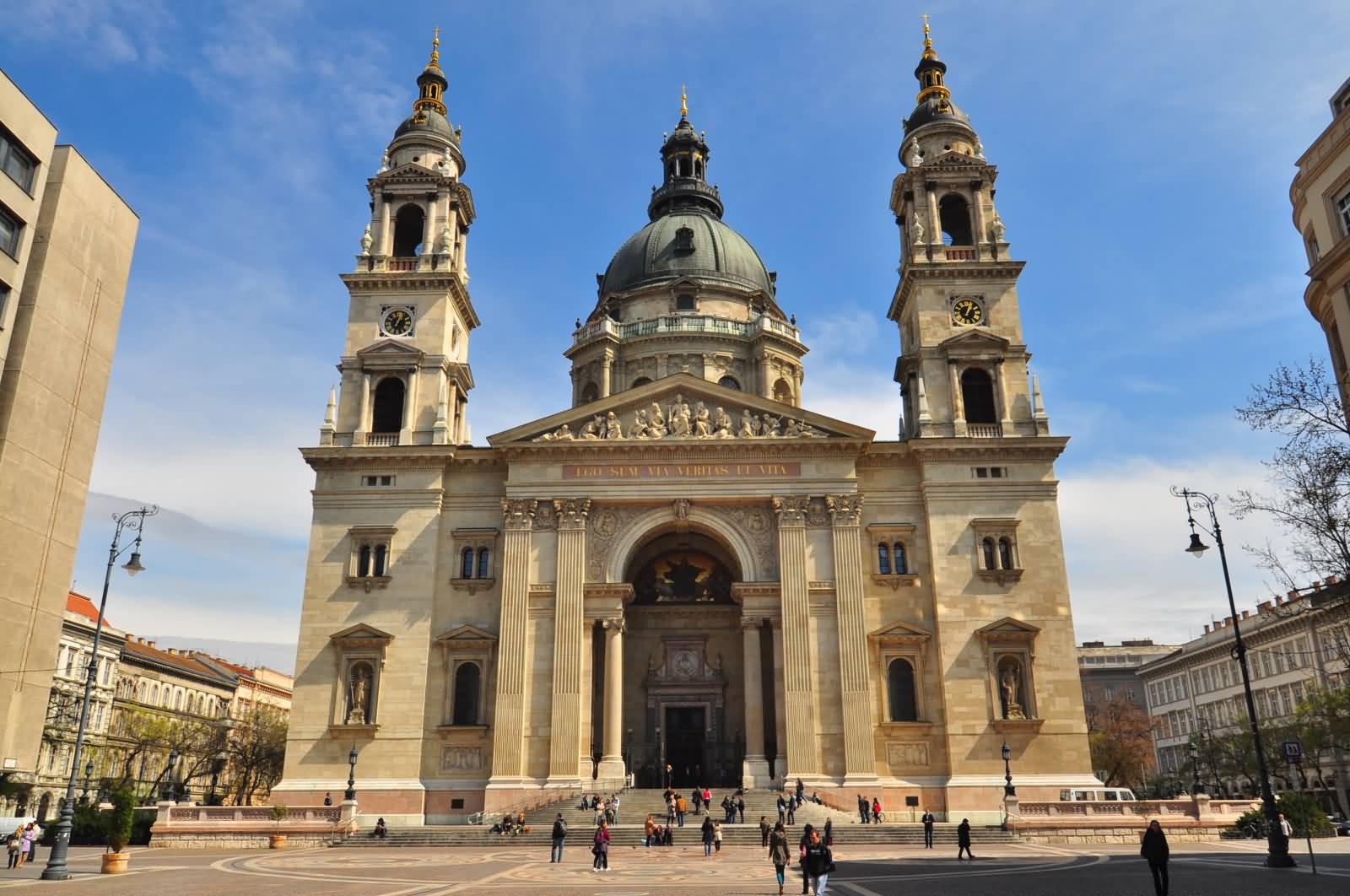 Front View Of Saint Stephen's Basilica In Budapest