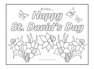 Happy Saint David’s Day Coloring Page Card