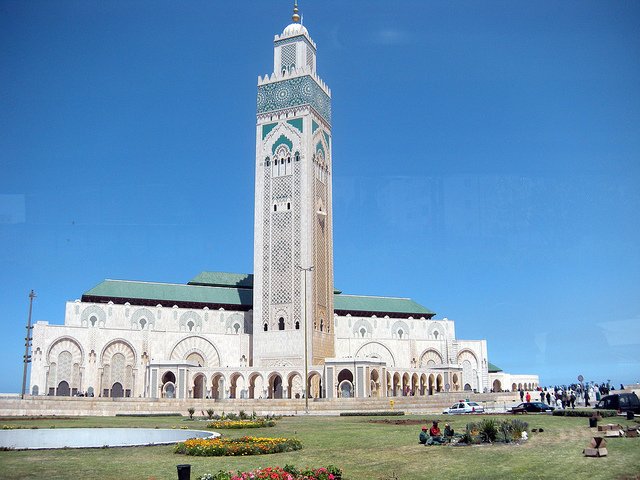 Hassan II Mosque Minaret View From Garden