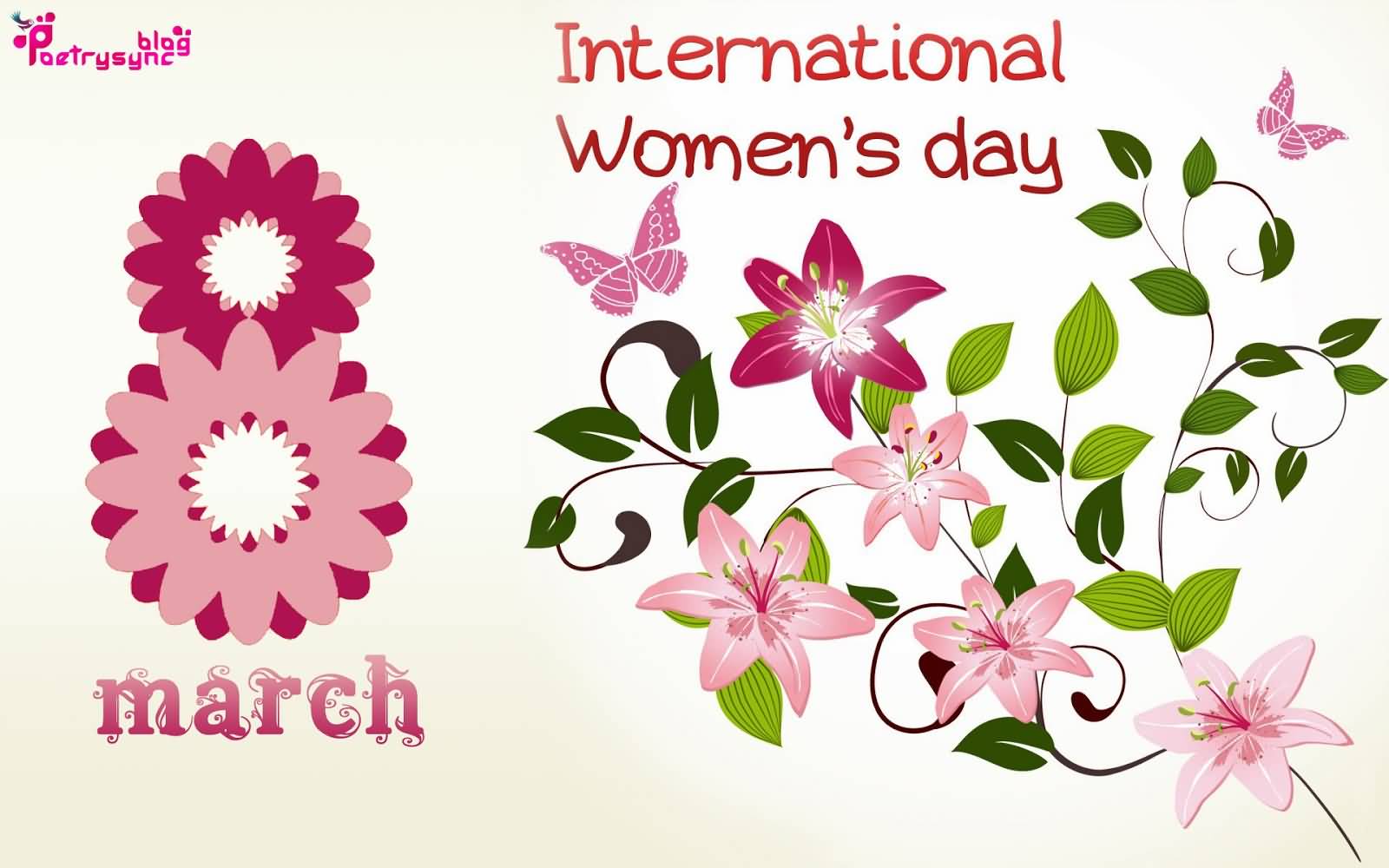 International Women’s Day 8 March Flowers Card Design