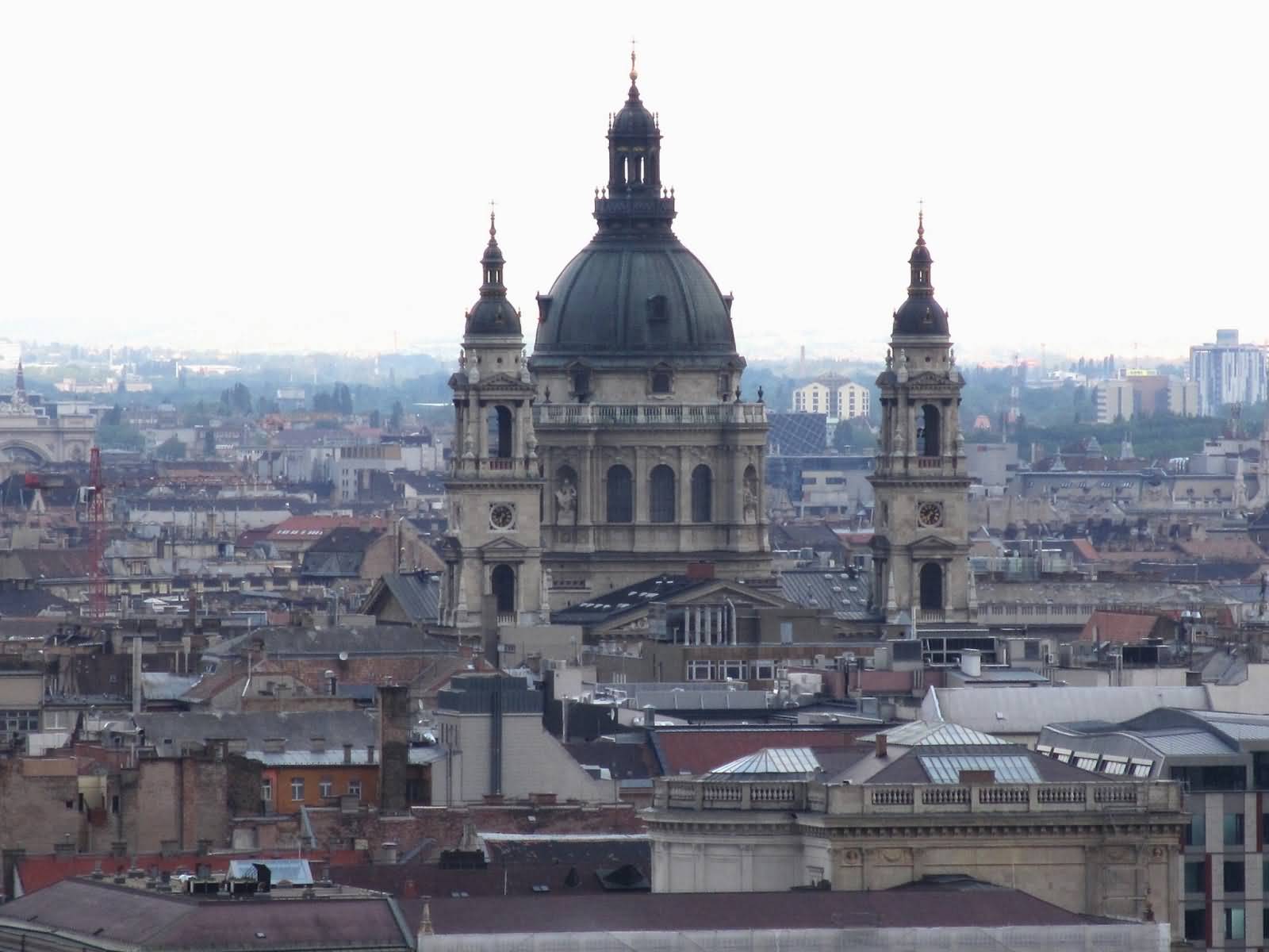 Saint Stephen’s Basilica Along With The Hungarian Parliament Building