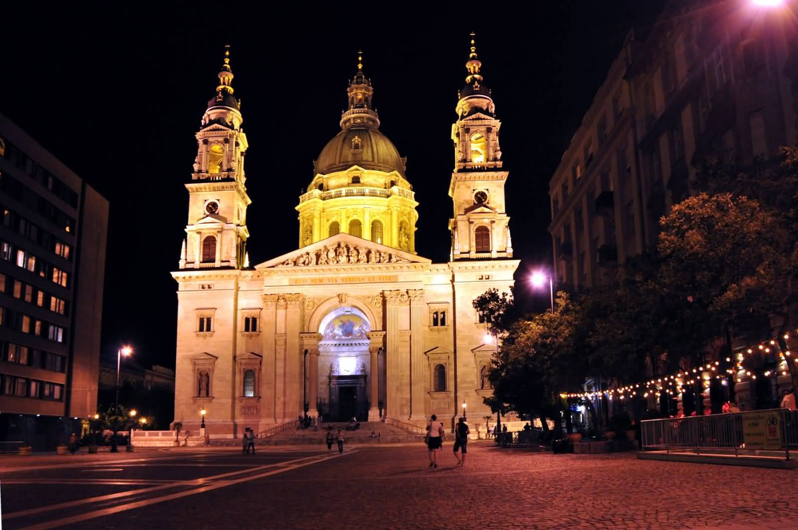 Saint Stephen's Basilica Lit Up At Night