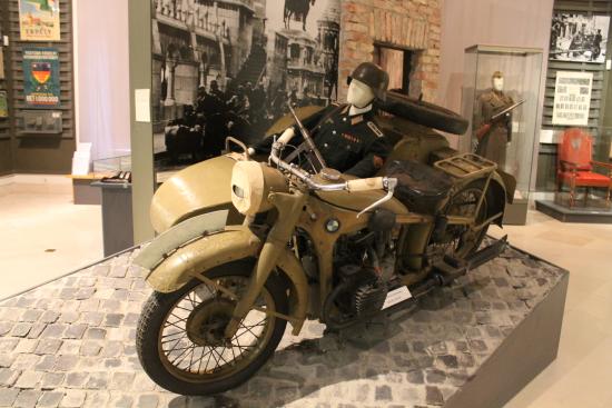 Veteran With His Motorcycle Statue Inside The Hungarian National Museum