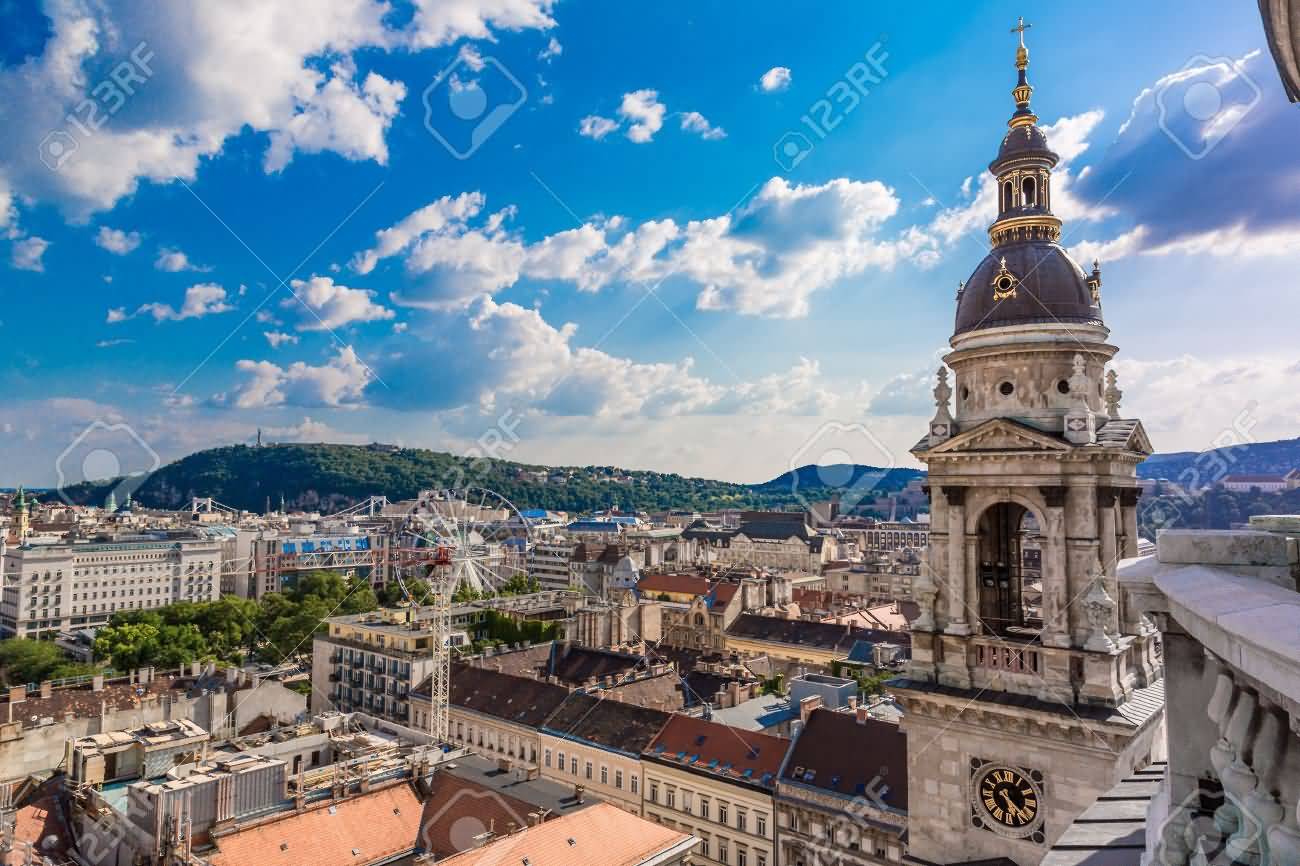 View At Budapest And Belfry From The Top Of Saint Stephen's Basilica