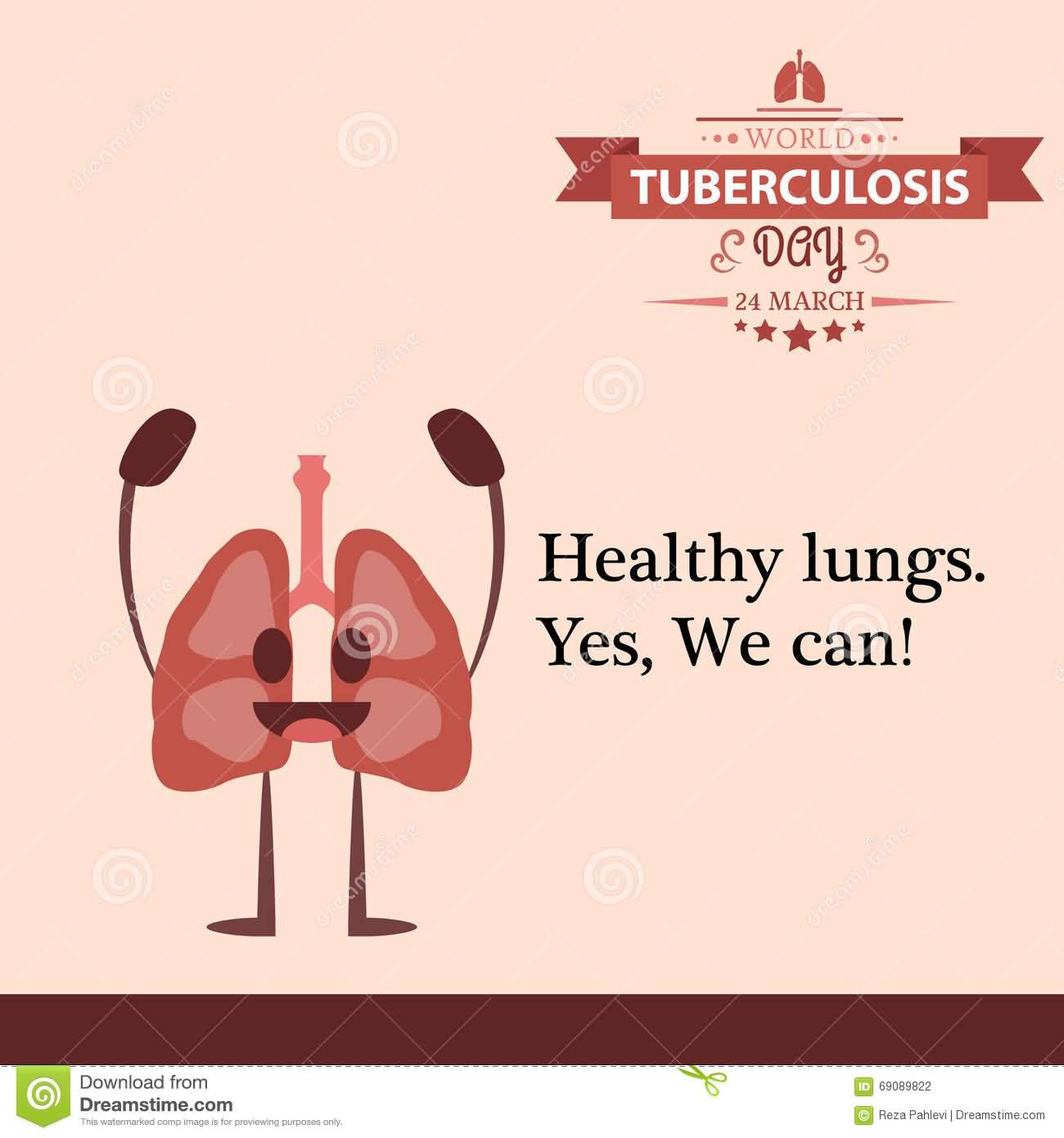 World Tuberculosis Day 24 March Healthy Lungs. Yes, We Can Illustration