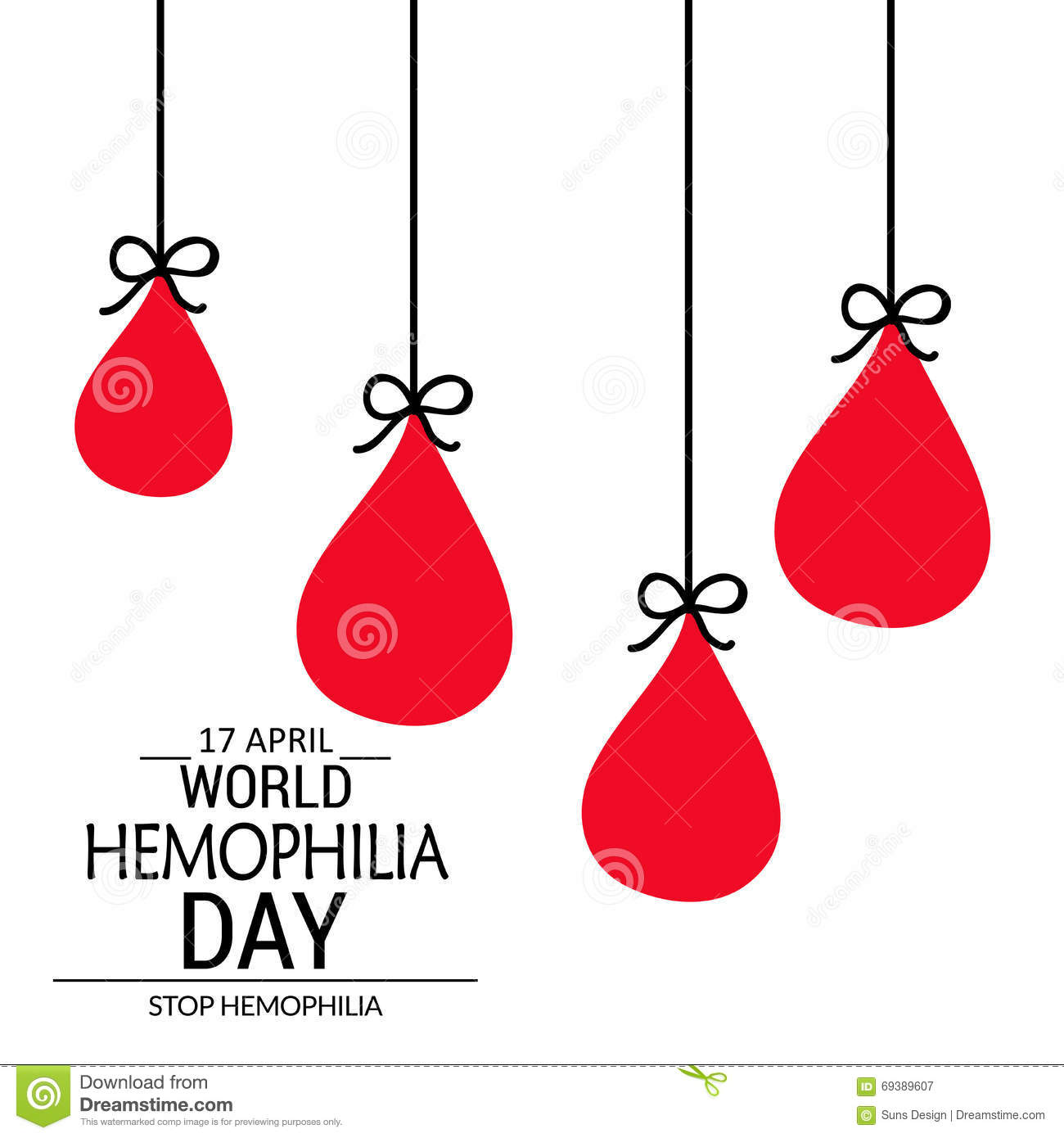 17 April World Haemophilia Day Hanging Blood Drop Balloons Illustration