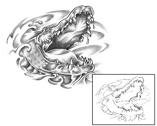 Black Ink Alligator Head Tattoo Design