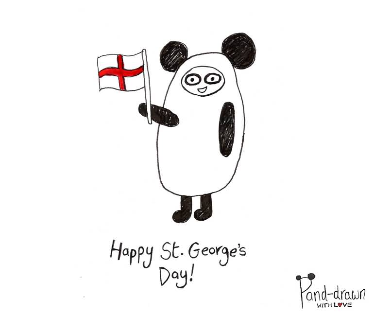 Happy Saint George's Day Panda Bear With England Flag