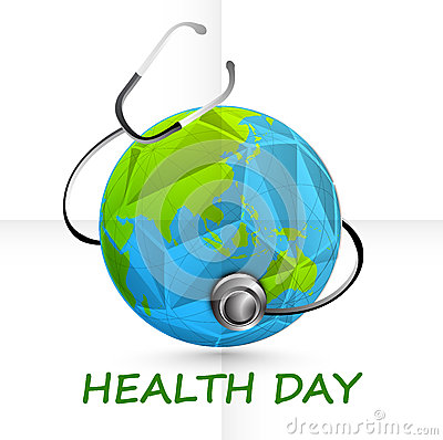 Health Day Globe With Stethoscope