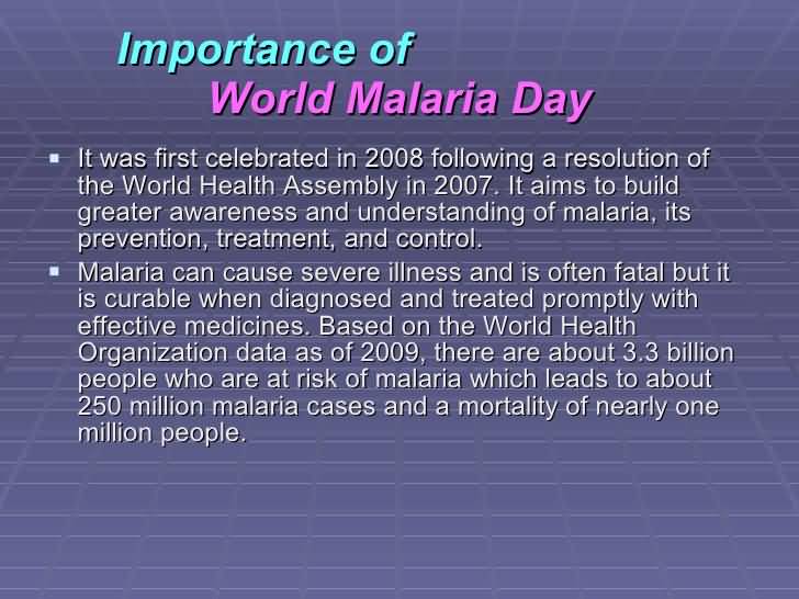 Importance Of World Malaria Day