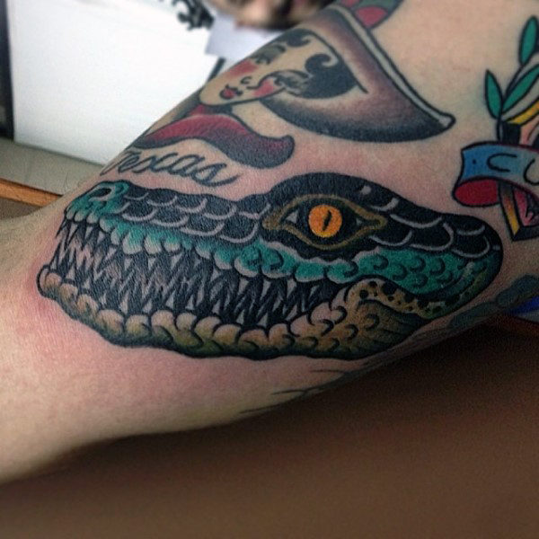 Traditional Alligator Tattoo On Left Half Sleeve