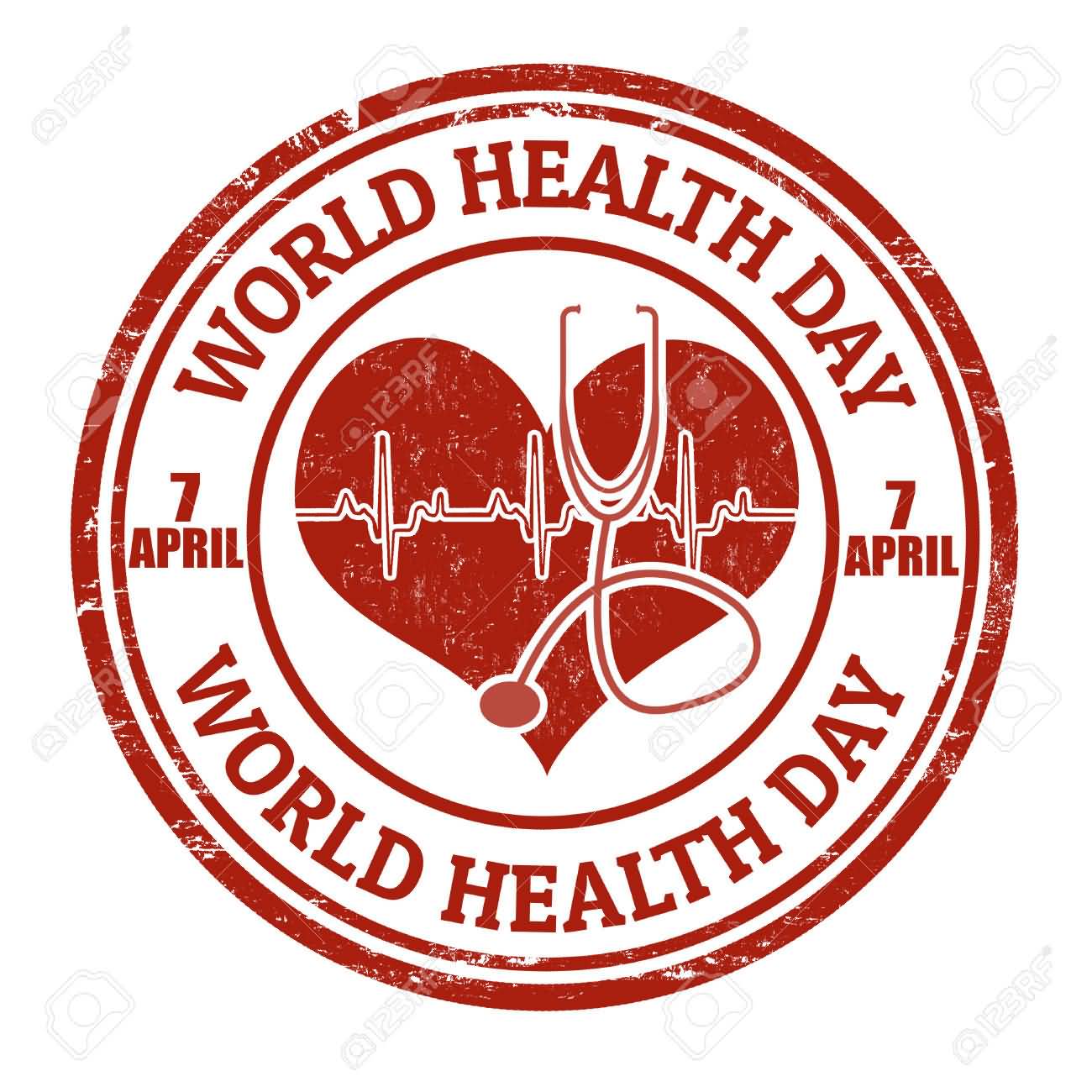 World Health Day 7 April Round Stamp