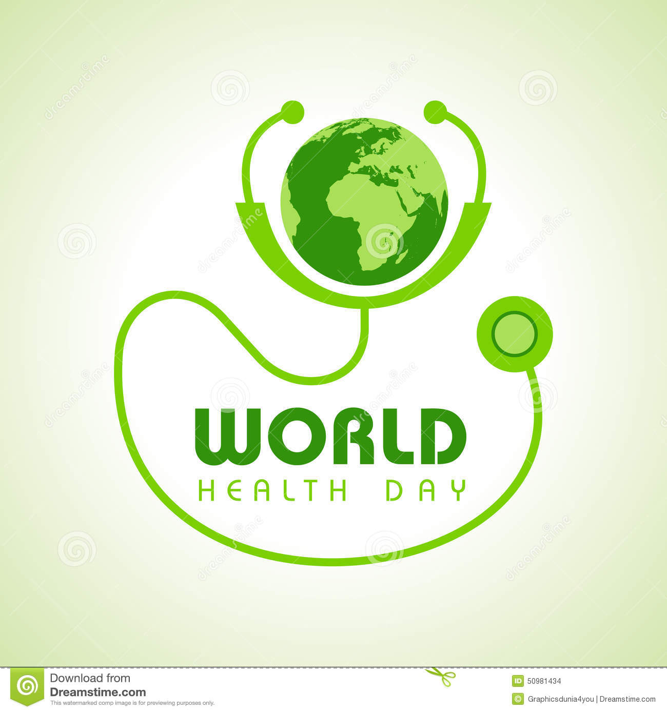 World Health Day Green Earth And Stethoscope