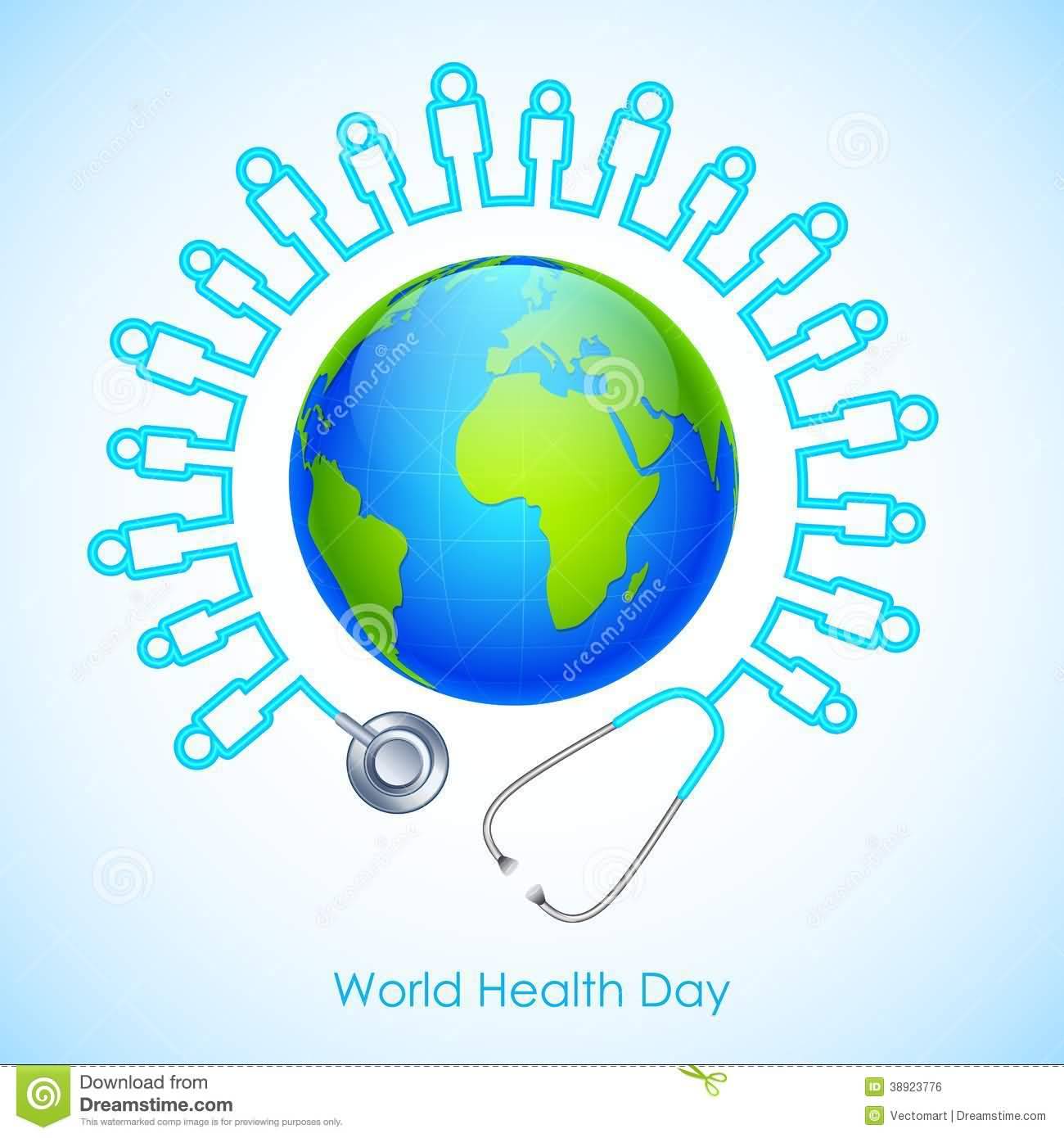 World Health Day Stethoscope Around Earth Globe