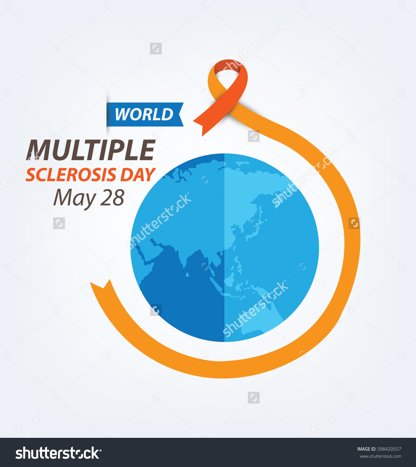 World Multiple Sclerosis Day May 28 Earth Globe And Ribbon Illustration