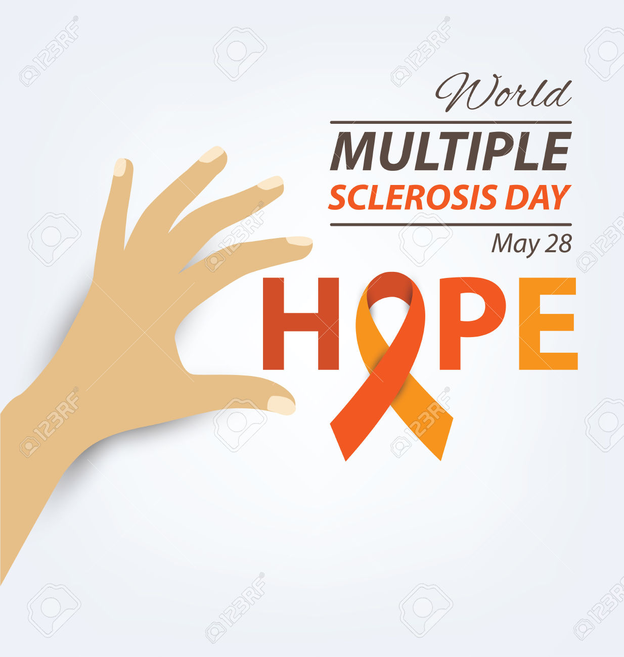 World Multiple Sclerosis Day May 28 Hope Text With Ribbon Illustration