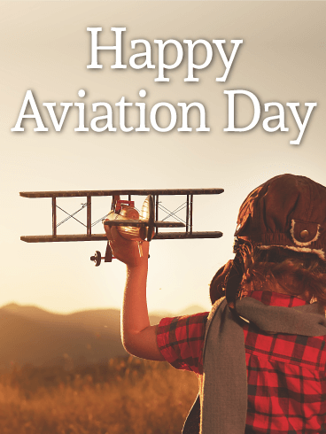 Happy Aviation Day Kid Flying Aeroplane