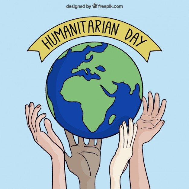 Humanitarian Day earth Globe And Hands Illustration