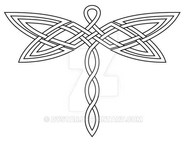 Outline Celtic Dragonfly Tattoo Sample