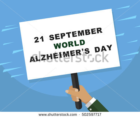 21 September World Alzheimer's Day Signboard In Hand Illustration