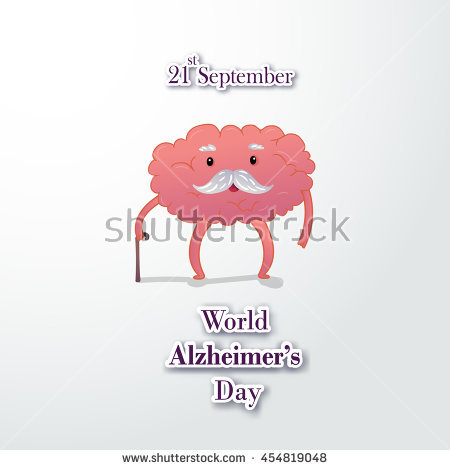 21st September World Alzheimer's Day Old Brain Illustration