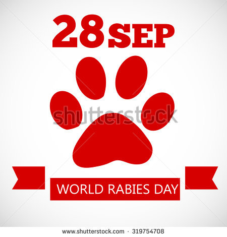 28 september World Rabies Day red dog paw illustration