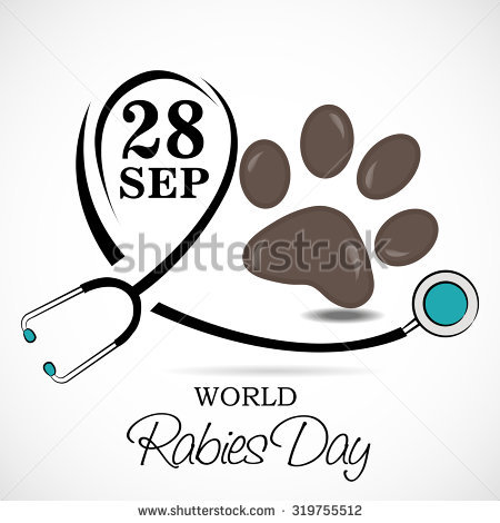 28 september World Rabies Day stethoscope and dog paw illustration