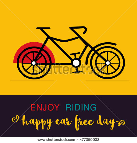 Enjoy Riding Happy World Car Free Day Bicycle Isolated