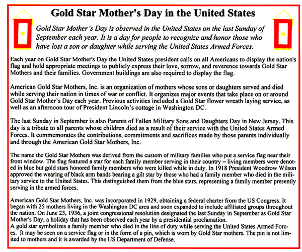 Gold Star Mother’s Day In The United States