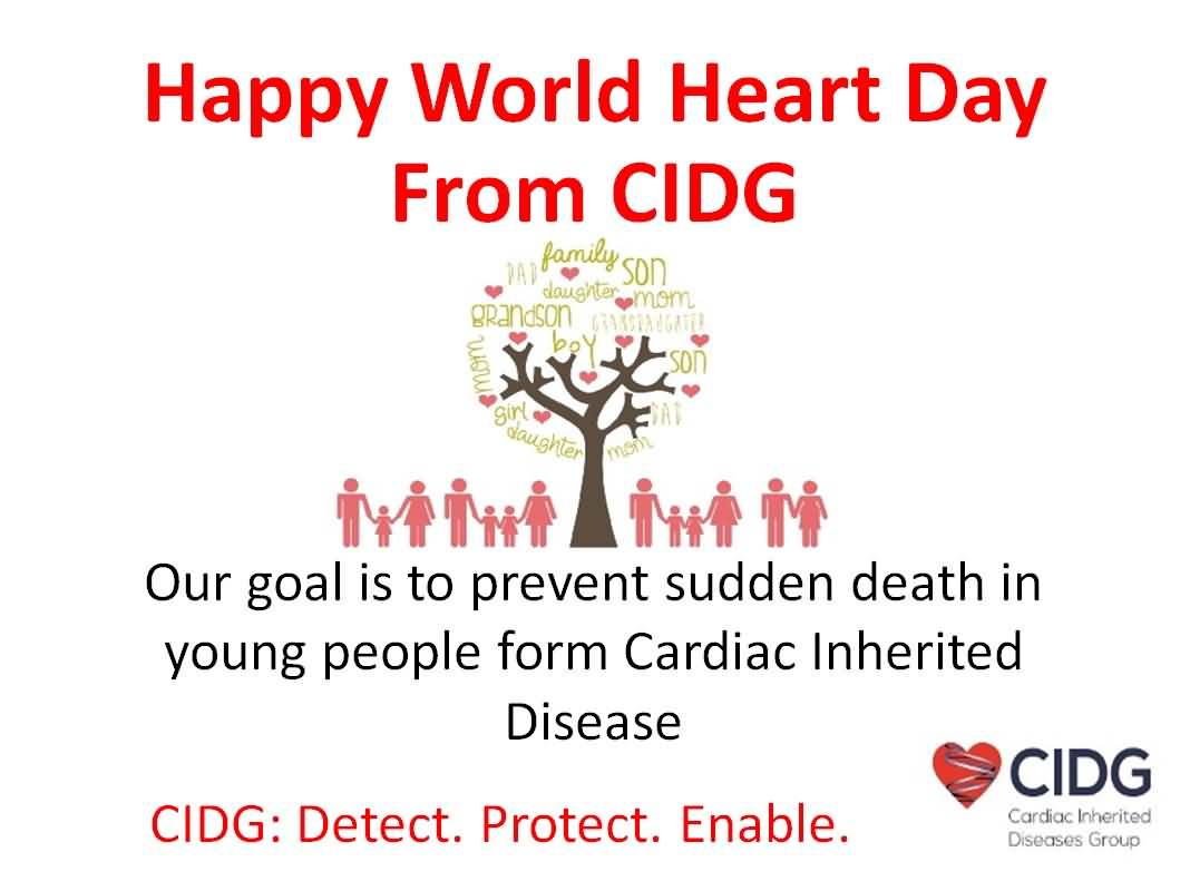 Happy World Heart Day From CIDG Our goal is to prevent sudden death in young people from cardiac inherited disease.