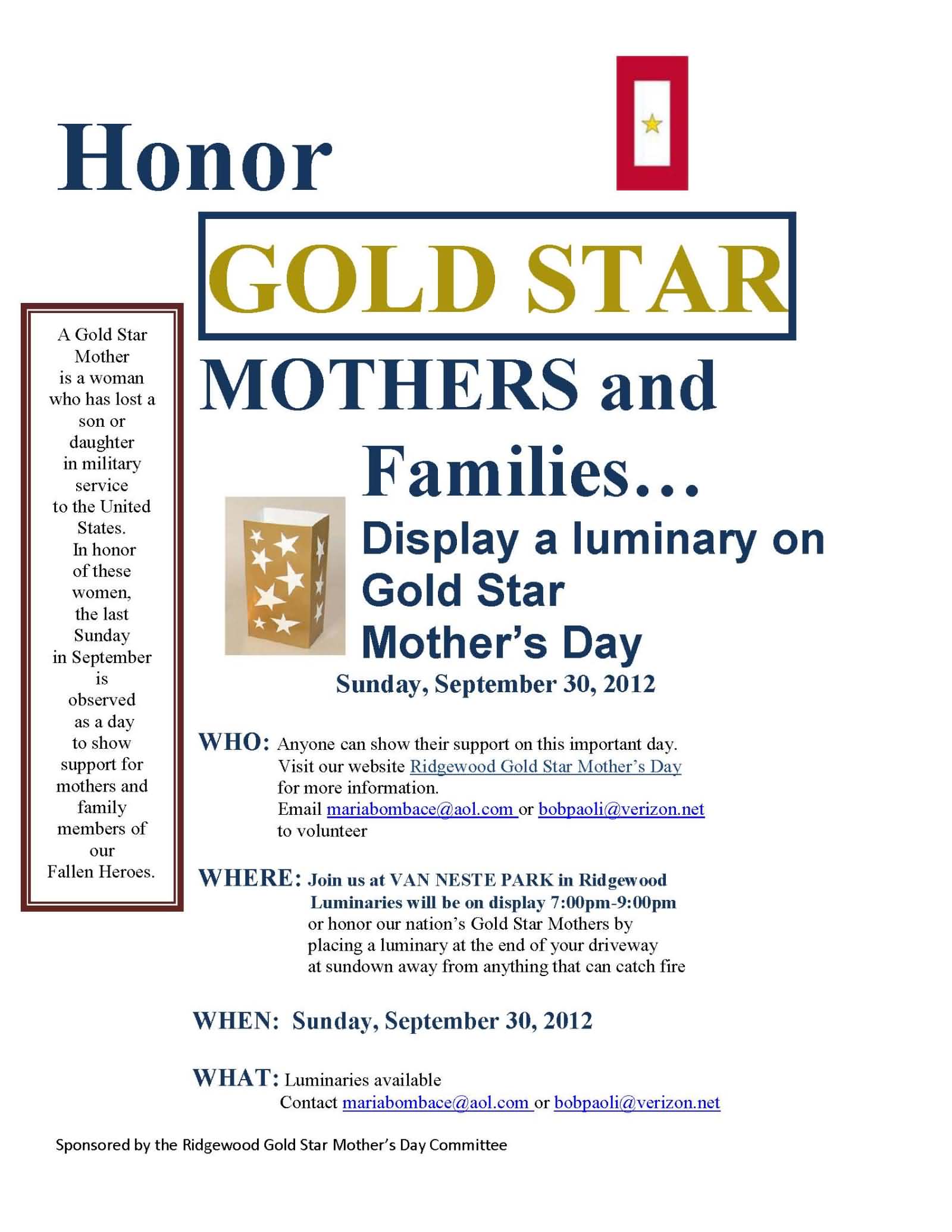 Honor Gold Star Mothers And Families