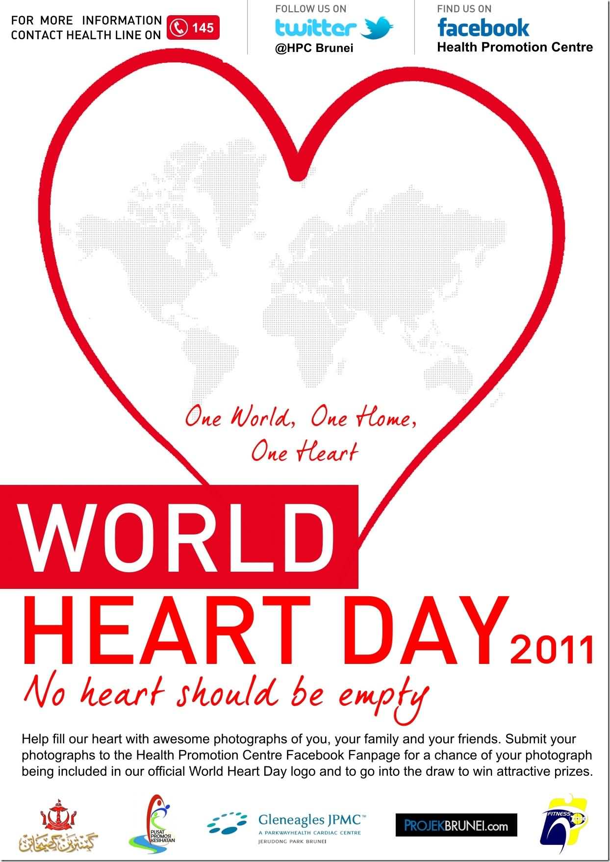 One world, one home, one heart World Heart Day no heart should be empty