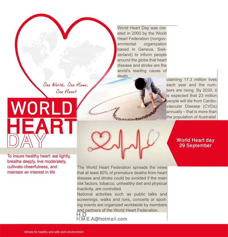 One world, one home, one heart World Heart Day poster