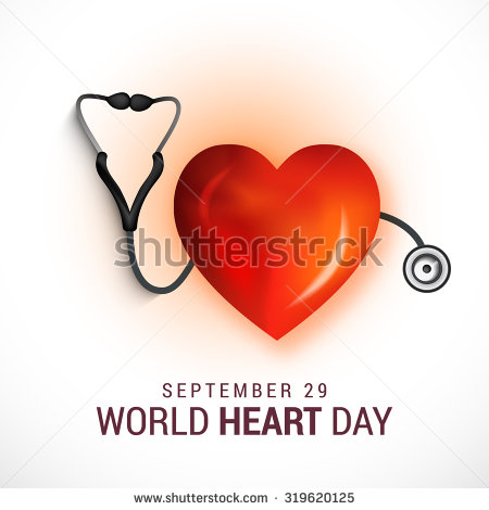 September 29 World Heart Day heart and stethoscope