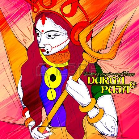 Wishing you all a very happy Durga Puja Goddess Durga Painting