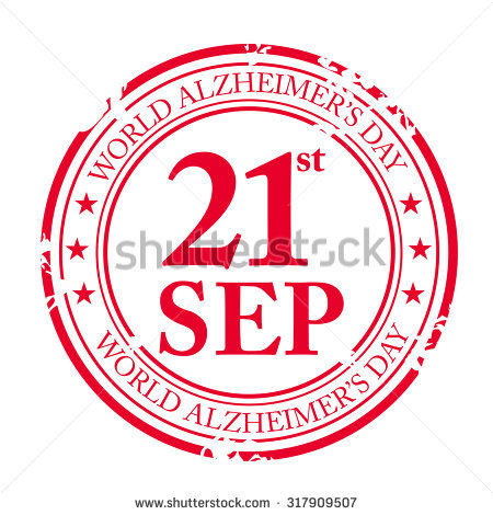 World Alzheimer's Day 21 September Round Grunge Stamp Illustration