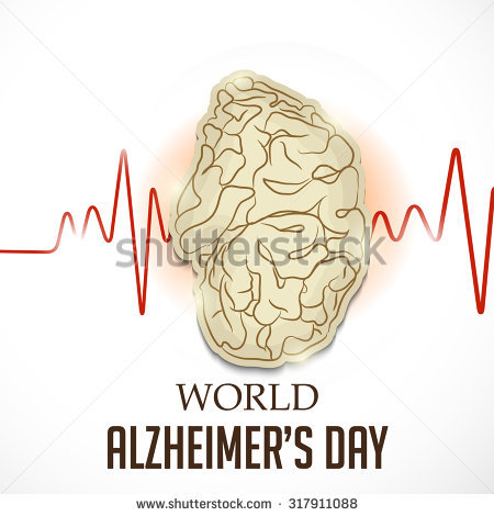 World Alzheimer's Day Brain And Heartbeat Illustration