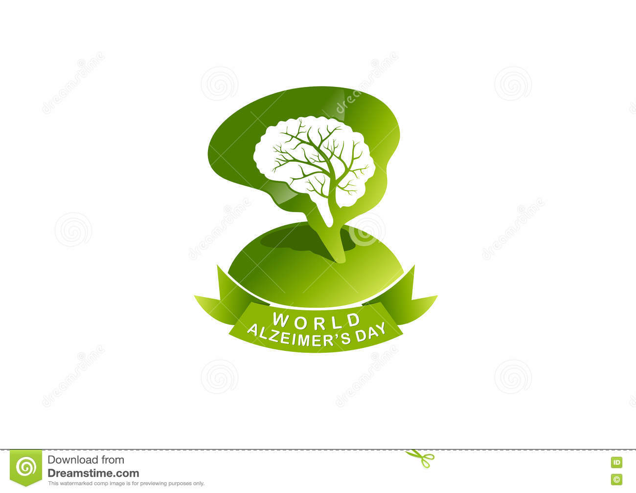 World Alzheimer's Day Brain Tree Illustration