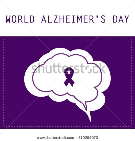 World Alzheimer's Day Card With Brain on Purple Illustration