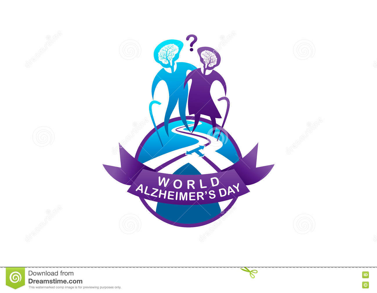 World Alzheimer's Day Man And Woman Illustration