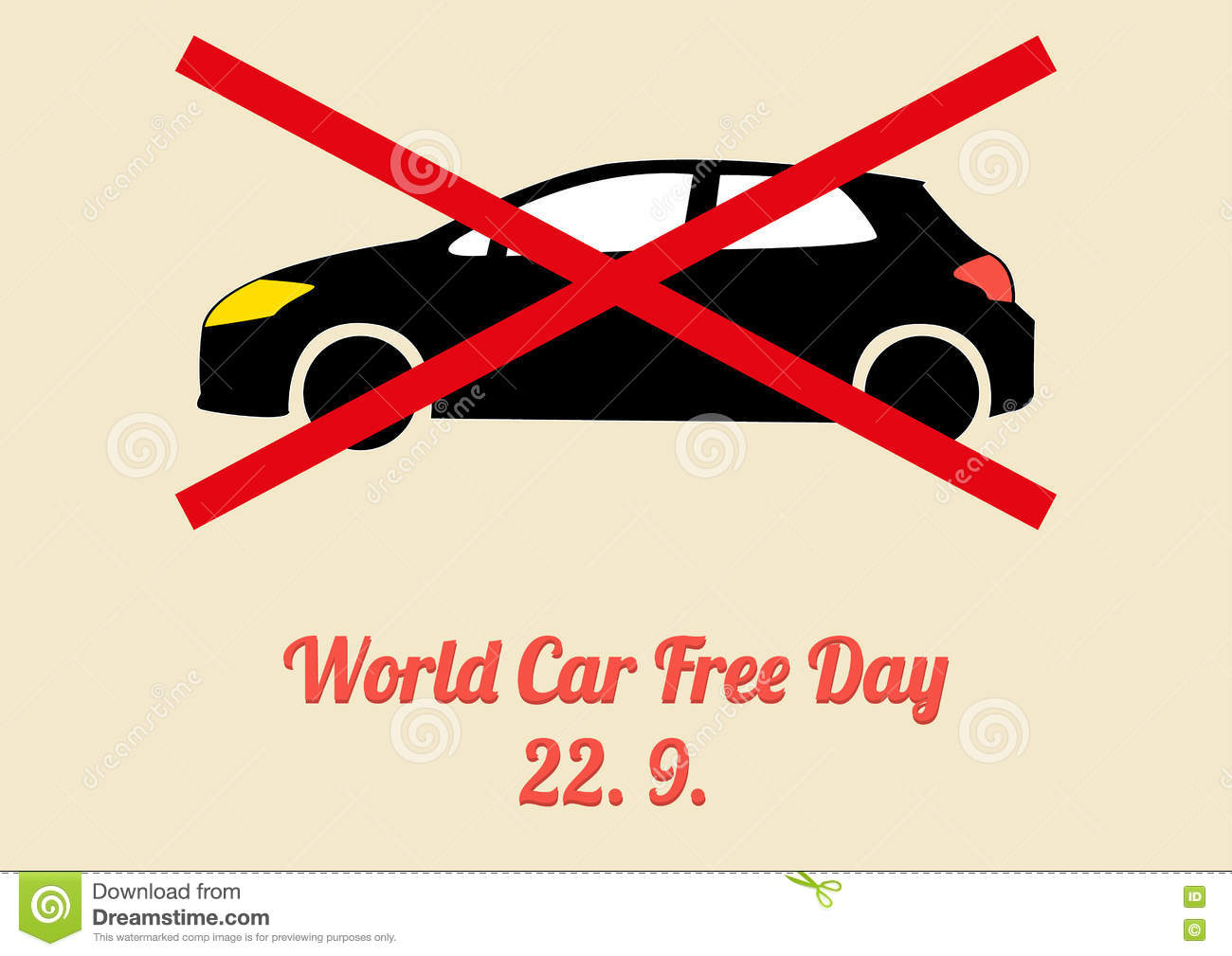 World Car Free Day 22 September No Cars Illustration