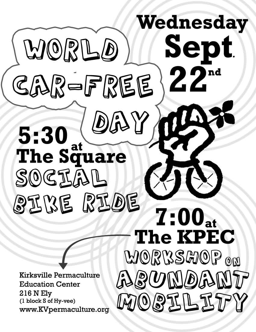 World Car Free Day Black And White Poster