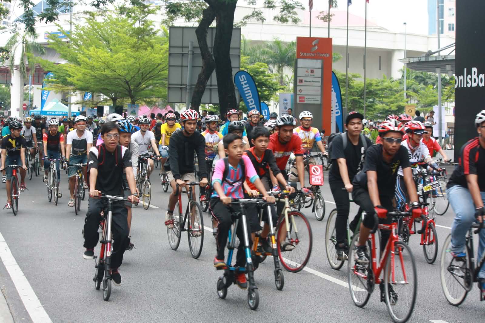 World Car Free Day Celebration People On Bicycle