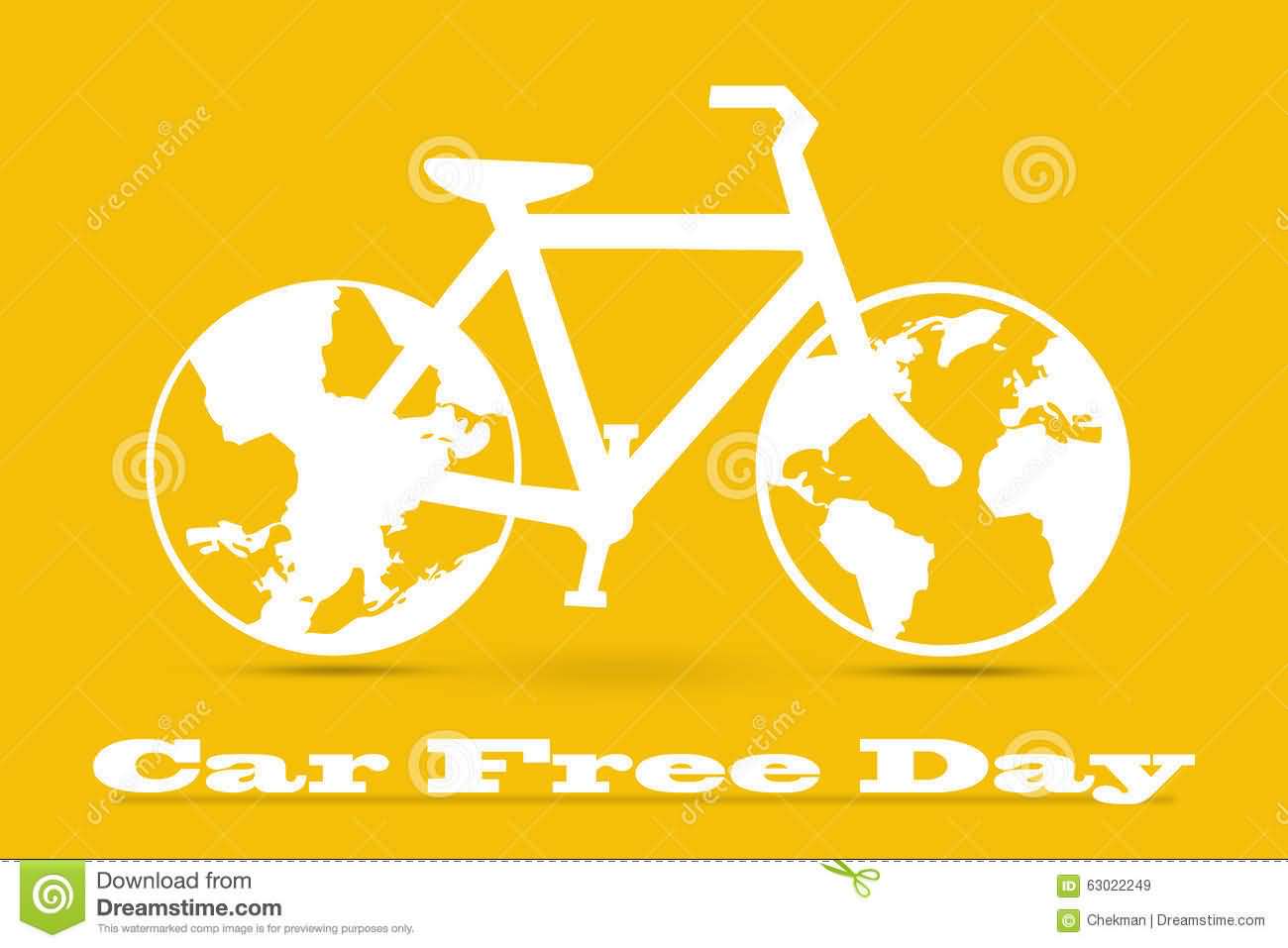 World Car Free Day Cycle With World Map Illustration