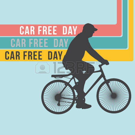 World Car Free Day Man On Bicycle Illustration