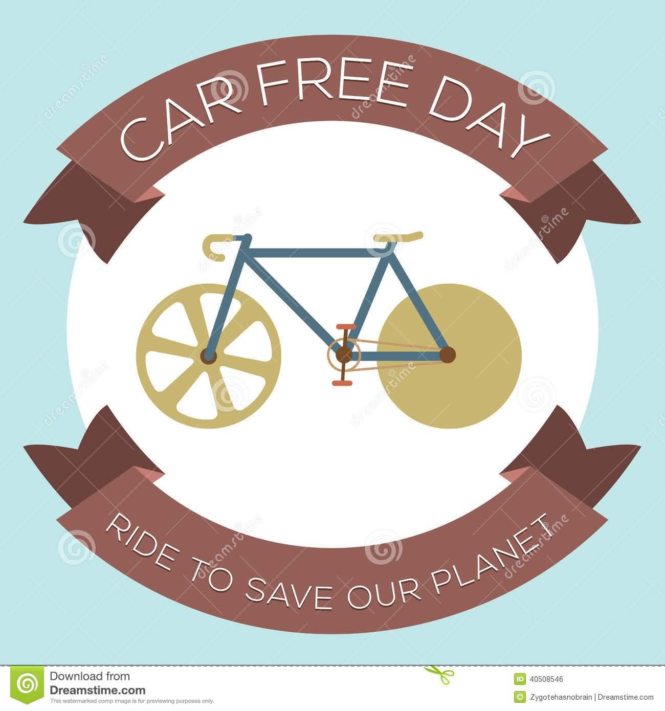 World Car Free Day Ride To Save Our Planet Illustration